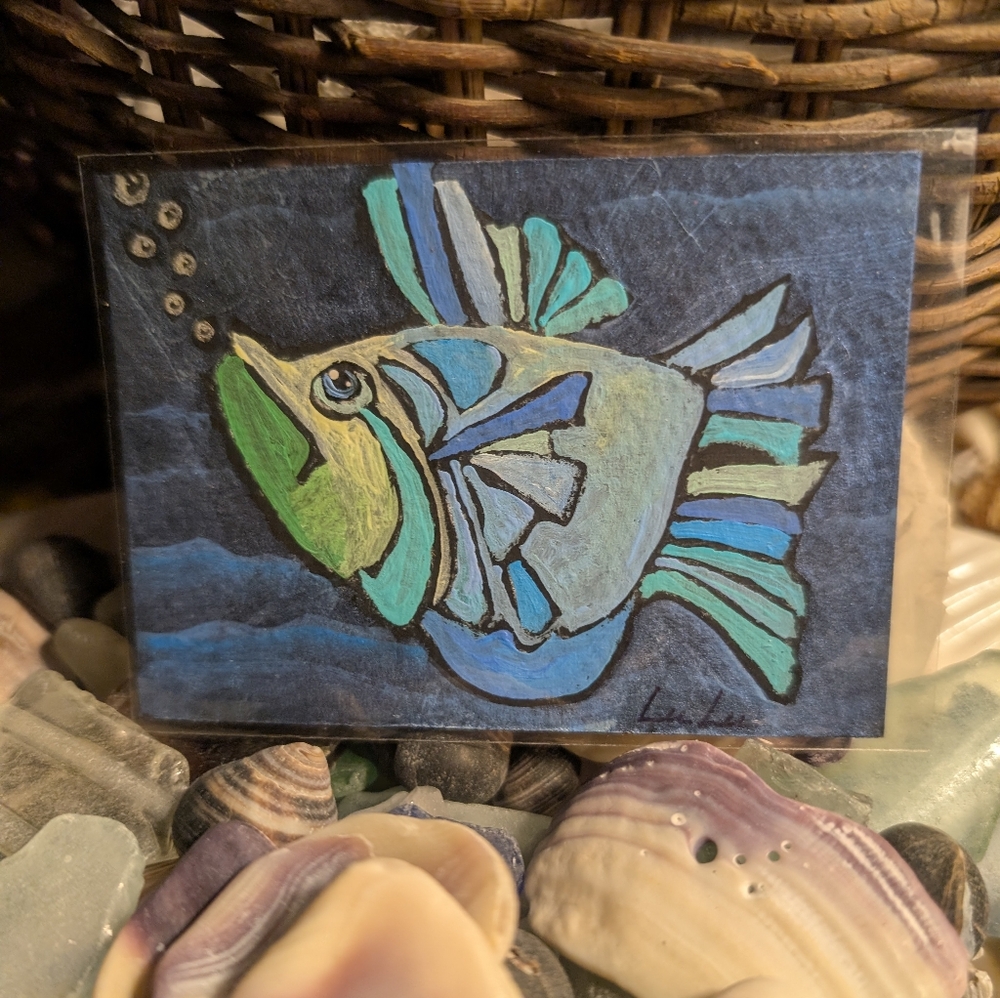 Authentic Mini Fish Painting"Bubble's" - Picture 7 of 13